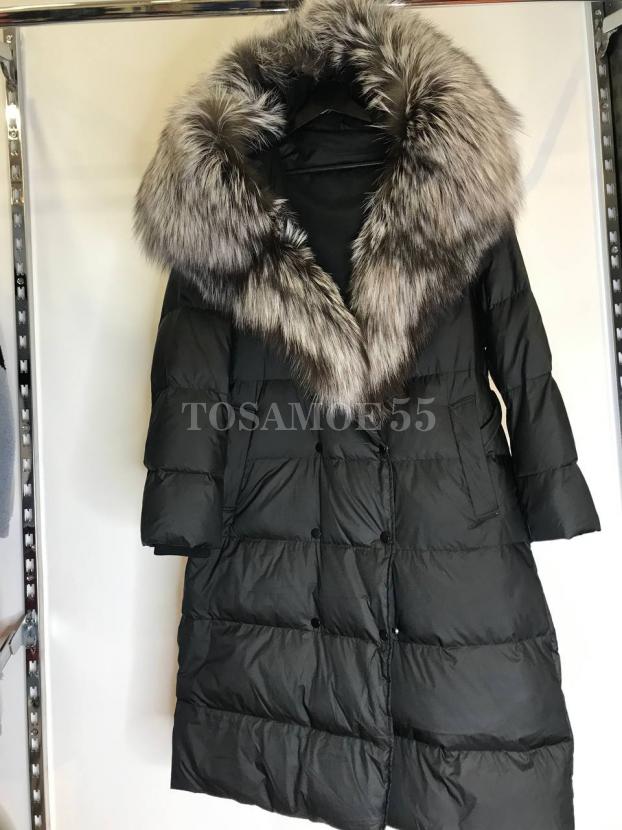 Черный длинный пуховик с чернобуркой фото №3